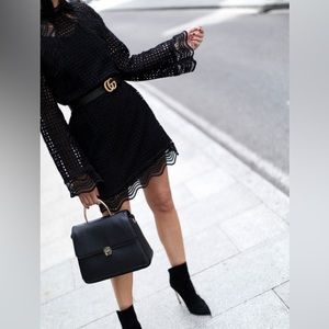 NWT AQUA Black Long-Sleeve Dress with Flared Sleeve